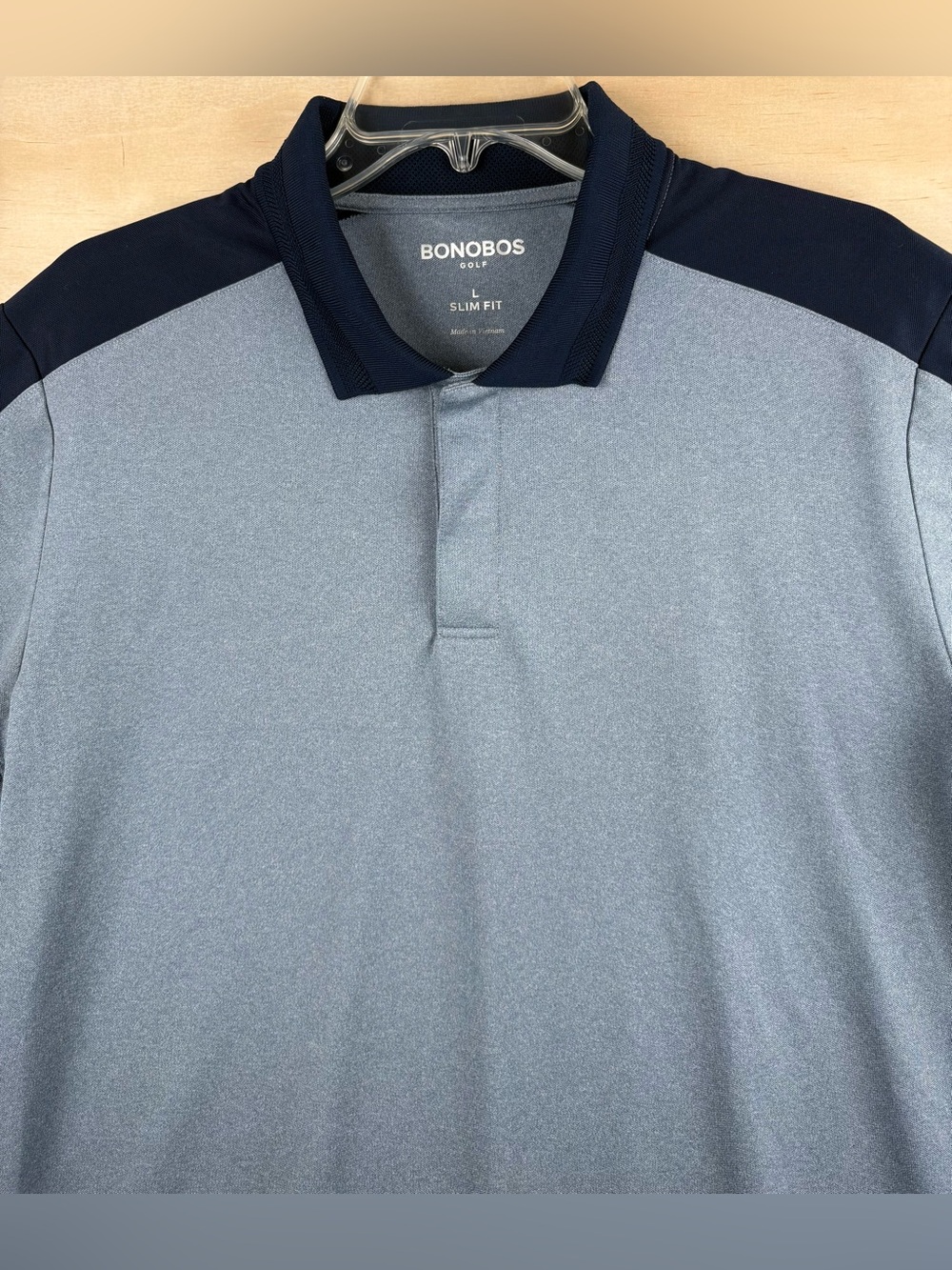 Bonobos Golf Slim Fit Polo Shirt Mens Large Gray Blue Short Sleeve